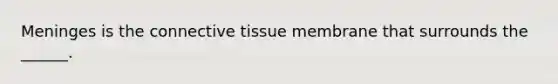 Meninges is the <a href='https://www.questionai.com/knowledge/kYDr0DHyc8-connective-tissue' class='anchor-knowledge'>connective tissue</a> membrane that surrounds the ______.