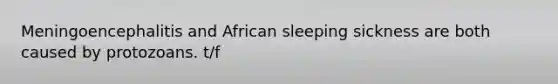 Meningoencephalitis and African sleeping sickness are both caused by protozoans. t/f