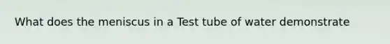 What does the meniscus in a Test tube of water demonstrate