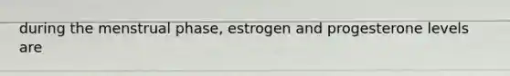 during the menstrual phase, estrogen and progesterone levels are