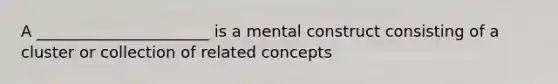 A ______________________ is a mental construct consisting of a cluster or collection of related concepts