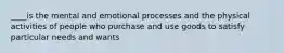 ____is the mental and emotional processes and the physical activities of people who purchase and use goods to satisfy particular needs and wants