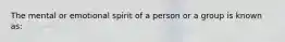 The mental or emotional spirit of a person or a group is known as: