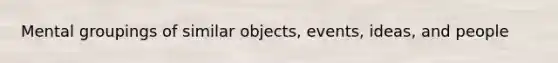 Mental groupings of similar objects, events, ideas, and people