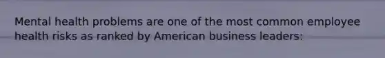 Mental health problems are one of the most common employee health risks as ranked by American business leaders: