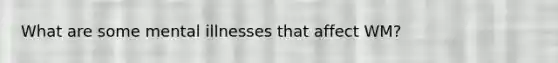 What are some mental illnesses that affect WM?