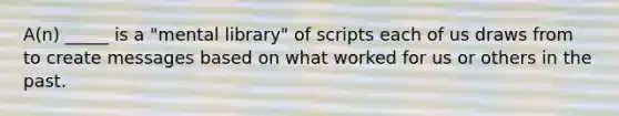 A(n) _____ is a "mental library" of scripts each of us draws from to create messages based on what worked for us or others in the past.