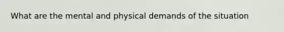 What are the mental and physical demands of the situation