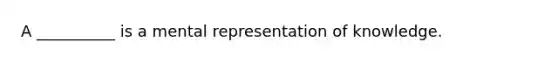 A __________ is a mental representation of knowledge.