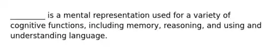 _________ is a mental representation used for a variety of cognitive functions, including memory, reasoning, and using and understanding language.