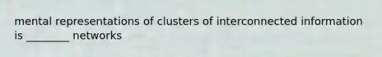 mental representations of clusters of interconnected information is ________ networks