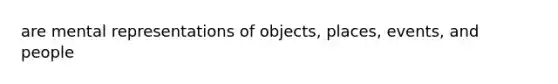 are mental representations of objects, places, events, and people