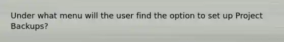 Under what menu will the user find the option to set up Project Backups?