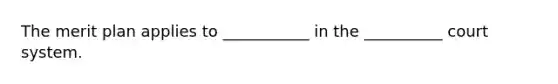 The merit plan applies to ___________ in the __________ court system.