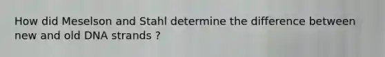 How did Meselson and Stahl determine the difference between new and old DNA strands ?