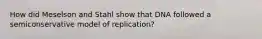 How did Meselson and Stahl show that DNA followed a semiconservative model of replication?