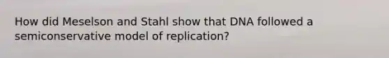 How did Meselson and Stahl show that DNA followed a semiconservative model of replication?