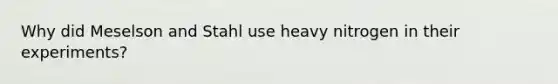 Why did Meselson and Stahl use heavy nitrogen in their experiments?