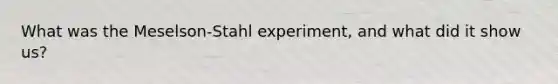 What was the Meselson-Stahl experiment, and what did it show us?