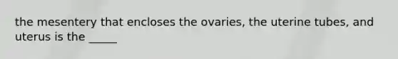 the mesentery that encloses the ovaries, the uterine tubes, and uterus is the _____