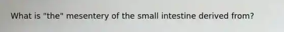 What is "the" mesentery of the small intestine derived from?