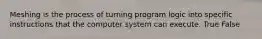 Meshing is the process of turning program logic into specific instructions that the computer system can execute. True False