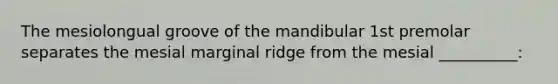 The mesiolongual groove of the mandibular 1st premolar separates the mesial marginal ridge from the mesial __________: