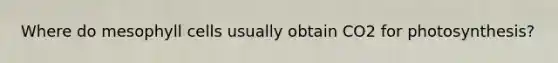 Where do mesophyll cells usually obtain CO2 for photosynthesis?