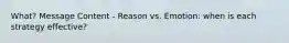 What? Message Content - Reason vs. Emotion: when is each strategy effective?