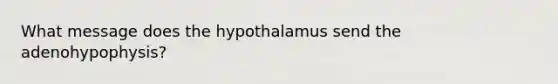 What message does the hypothalamus send the adenohypophysis?