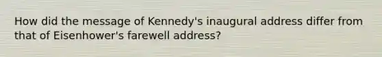 How did the message of Kennedy's inaugural address differ from that of Eisenhower's farewell address?