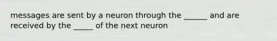 messages are sent by a neuron through the ______ and are received by the _____ of the next neuron