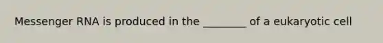 Messenger RNA is produced in the ________ of a eukaryotic cell