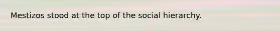 Mestizos stood at the top of the social hierarchy.