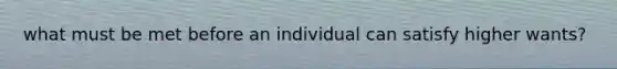 what must be met before an individual can satisfy higher wants?