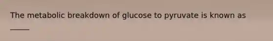 The metabolic breakdown of glucose to pyruvate is known as _____