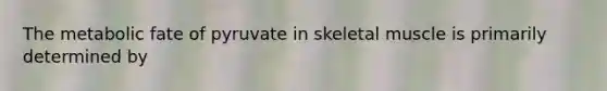 The metabolic fate of pyruvate in skeletal muscle is primarily determined by
