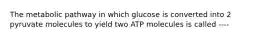 The metabolic pathway in which glucose is converted into 2 pyruvate molecules to yield two ATP molecules is called ----