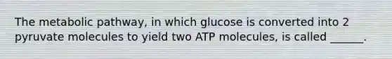 The metabolic pathway, in which glucose is converted into 2 pyruvate molecules to yield two ATP molecules, is called ______.