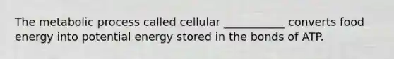 The metabolic process called cellular ___________ converts food energy into potential energy stored in the bonds of ATP.