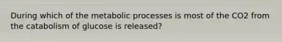 During which of the metabolic processes is most of the CO2 from the catabolism of glucose is released?