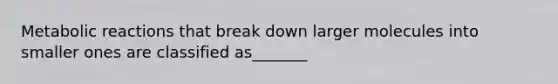 Metabolic reactions that break down larger molecules into smaller ones are classified as_______