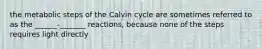 the metabolic steps of the Calvin cycle are sometimes referred to as the ______-_______ reactions, because none of the steps requires light directly