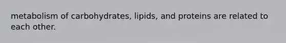 metabolism of carbohydrates, lipids, and proteins are related to each other.