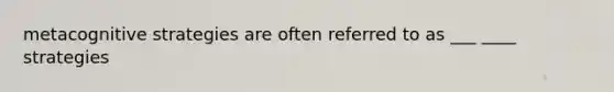 metacognitive strategies are often referred to as ___ ____ strategies