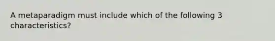 A metaparadigm must include which of the following 3 characteristics?