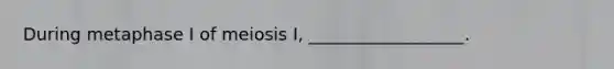 During metaphase I of meiosis I, __________________.