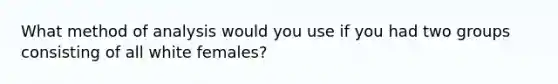 What method of analysis would you use if you had two groups consisting of all white females?