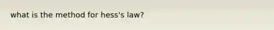 what is the method for hess's law?