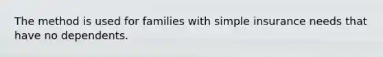 The method is used for families with simple insurance needs that have no dependents.